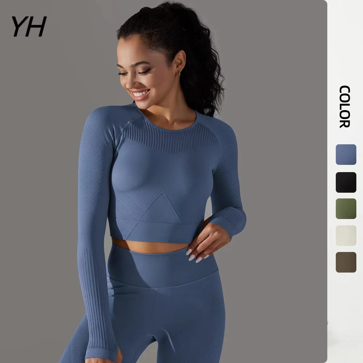 

2023New Seamless Yoga Shirts for Women Sports Shirt Long Sleeve Crop Tops Thumb Hole Fitness Gym Workout Tops Sportswear Female