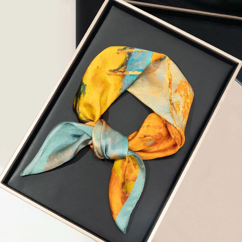 シルクスカーフ-上海ストーリー-ママ用-大判正方形シルクスカーフ-シルクネクタイ-母の日-誕生日プレゼント-中華風-デジタルプリント-花柄