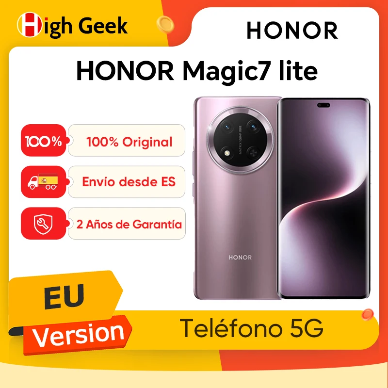 Versão da UE Honor Magic7 Lite Tela AMOLED de 6,78 polegadas Câmera Principal de 108MP 6600mAh Snapdragon 6 Gen 1 Honor Magic 7 Lite