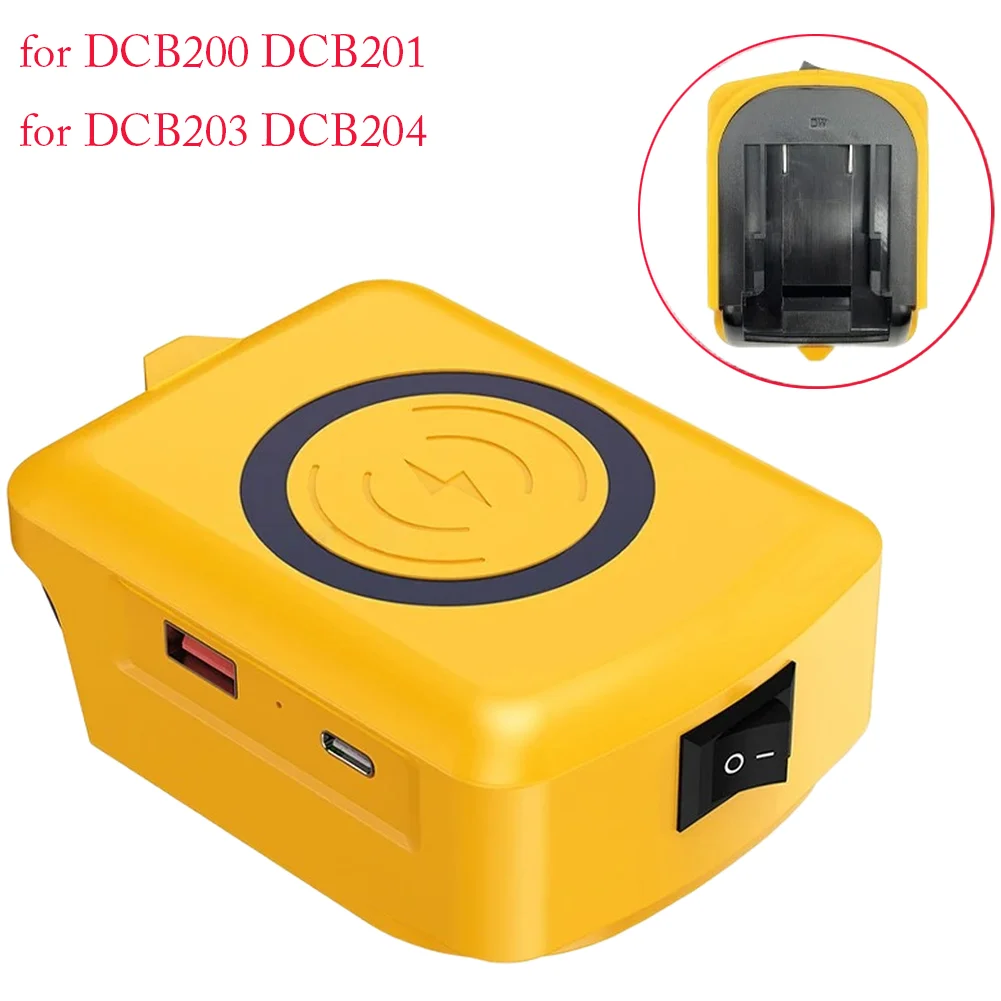 Portable 18V Battery To Wireless Charger Adapter For BL1830 DCB200 With Dual USB Output Safe Charging For Travel Hiking