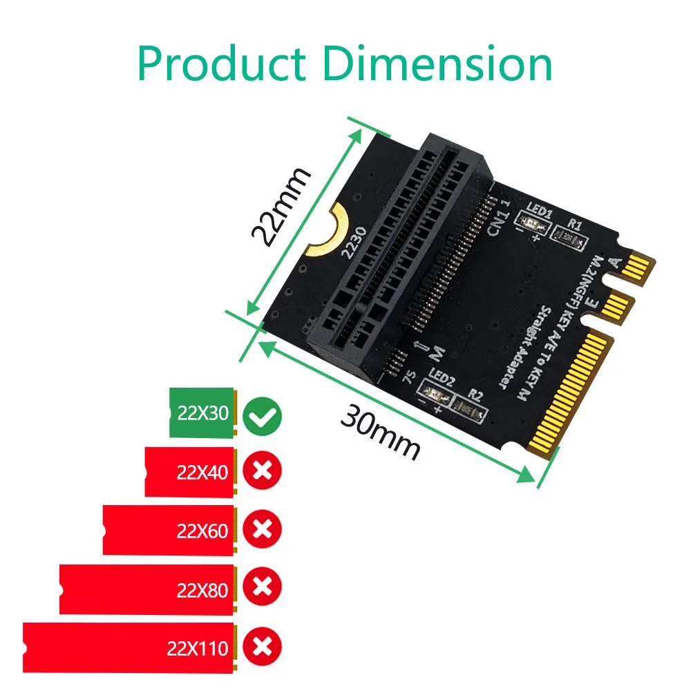 A43M M.2 NVME Adapter SSD PCIE M2 NGFF Key M to M.2 Key A/E Adapter Vertical Installation for 2230 M2 NVME SSD Riser Card