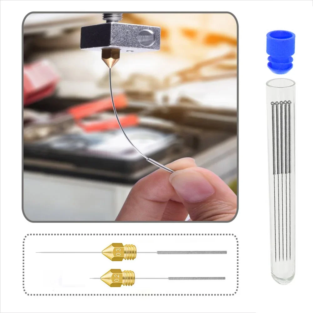 10szt Igły do czyszczenia dysz ze stali nierdzewnej Narzędzie 0,15 mm 0,2 mm 0,25 mm 0,3 mm 0,35 mm 0,4 mm Wiertło do części drukarek 3D z dyszami V6