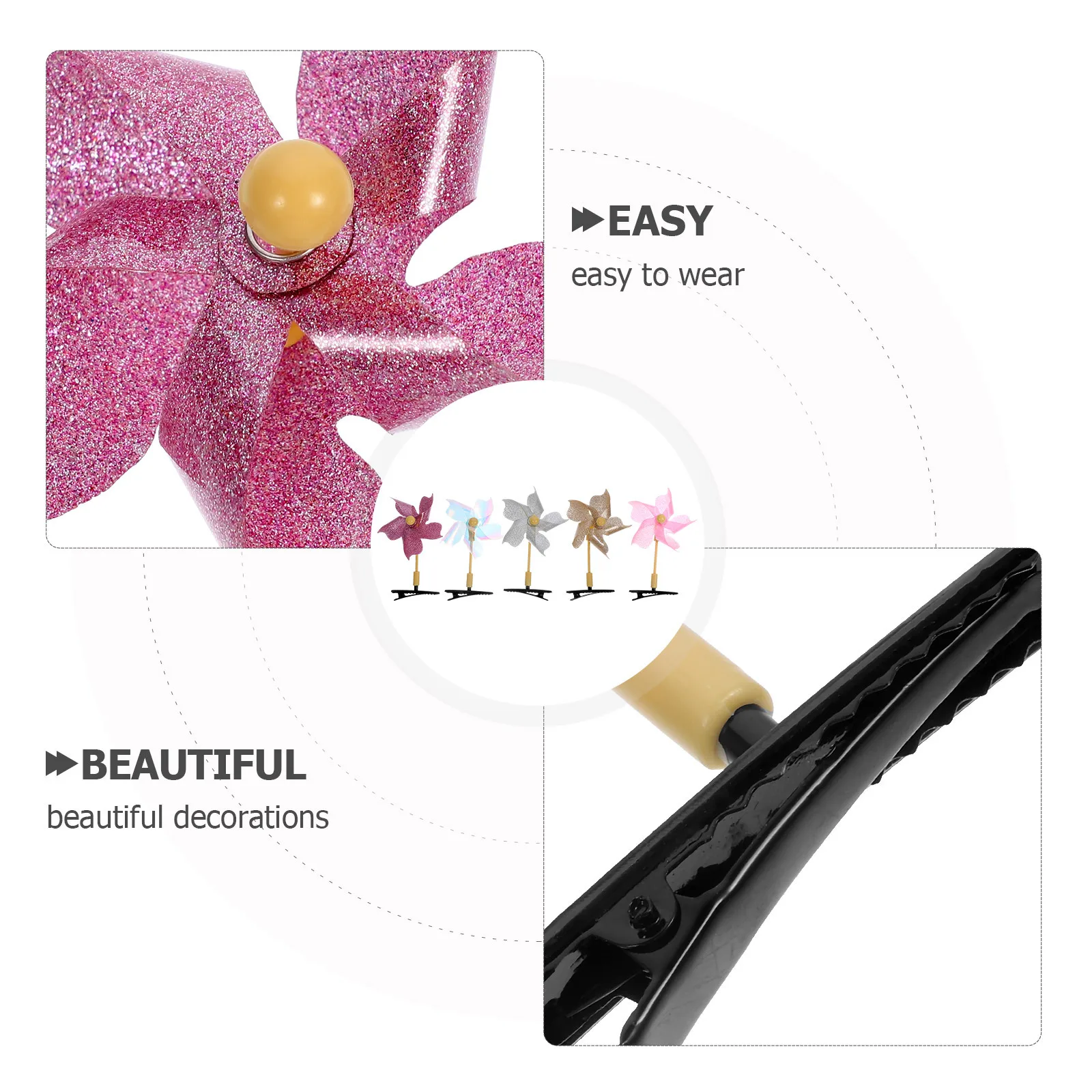 

20Pcs Windmill Hair Clips Vibrant Rotating Design Hair Accessories for Little Girls Birthday Christmas Gift Idea