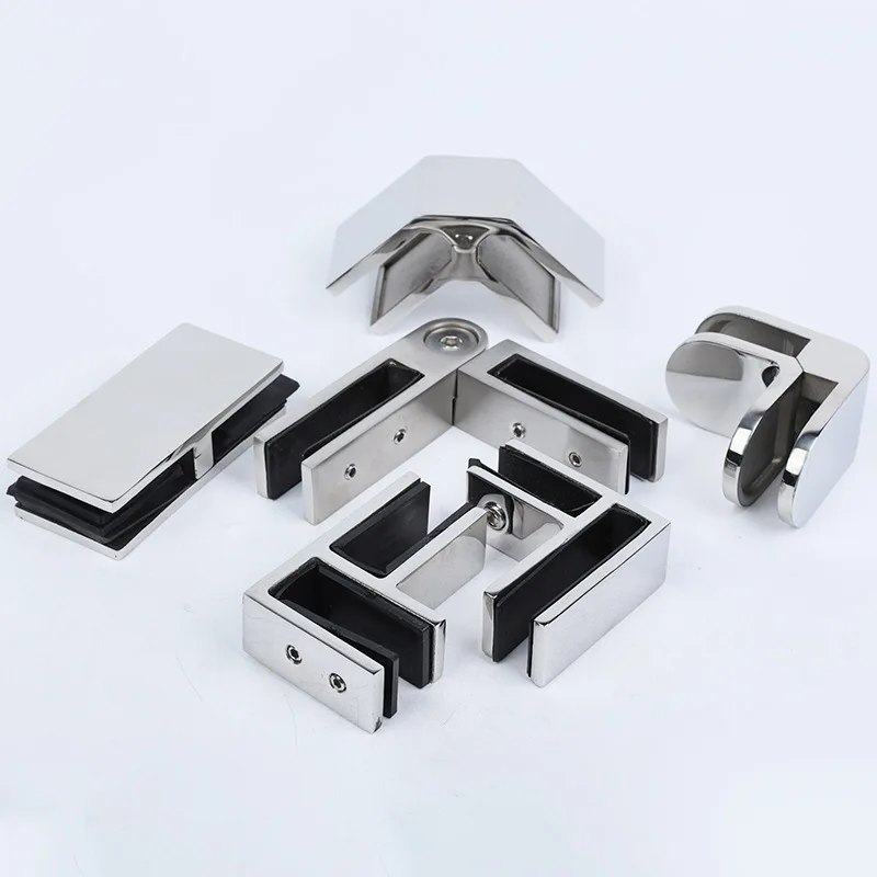 

4Pcs Cast 304 Stainless Steel 90 180 Degrees Glass Clamp Bracket Non-Drill Clip For Handrail Railing Swimming Pool Fence Joint