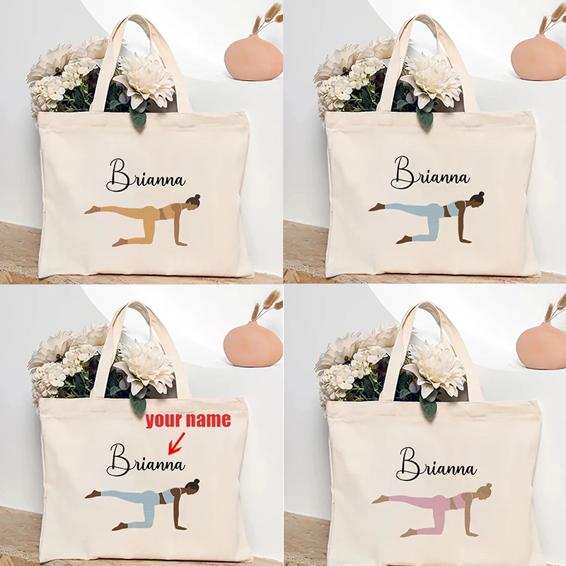 Nome personalizzato Calzini per pilates Tote Bag Organizer Borsa da viaggio di grande capacità Borse a tracolla portaoggetti multiuso Borsa per la spesa regalo