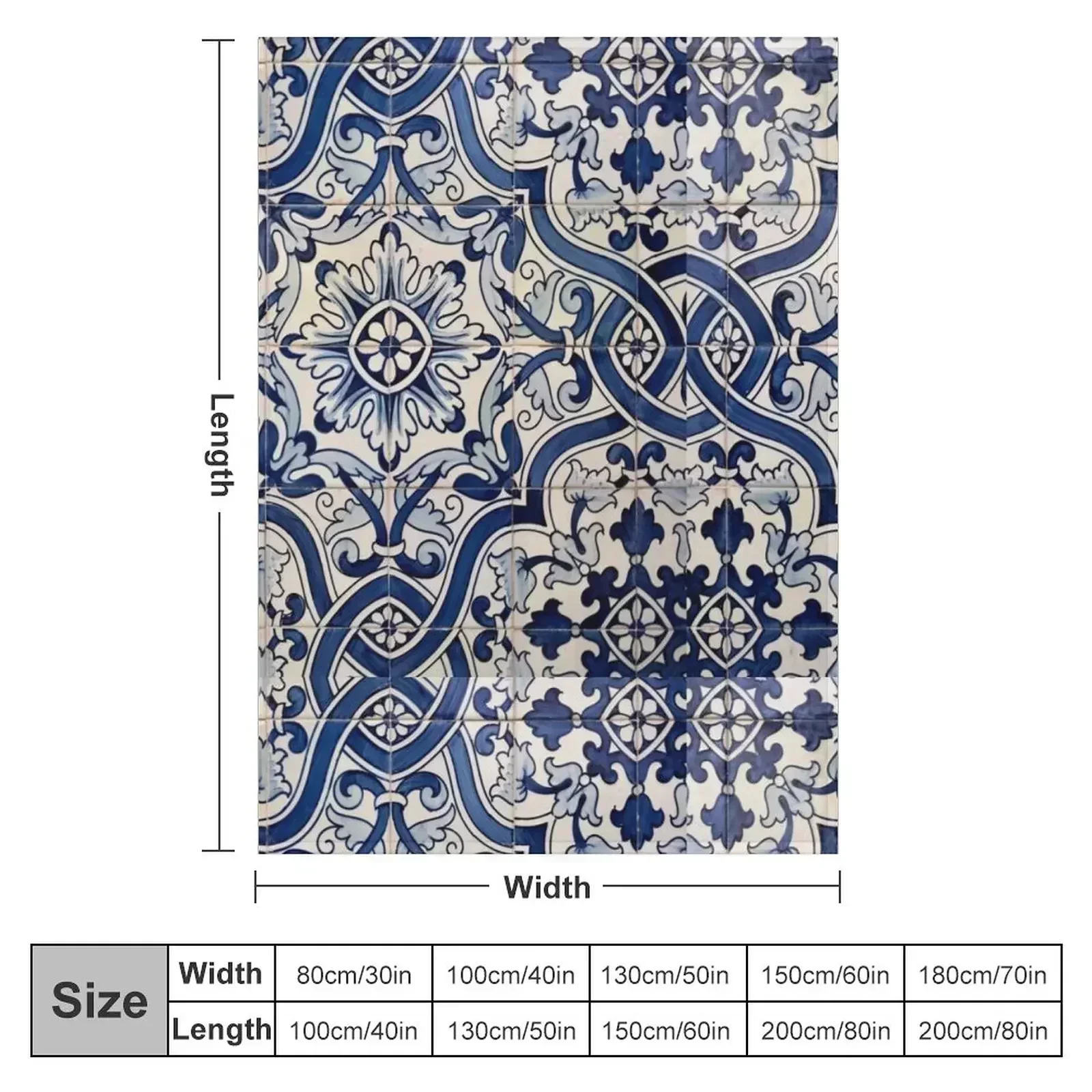 Beautiful Blue Portuguese tile - Azulejo Throw Blanket couch cozy soft plush fuzzy picnic outdoor blanket