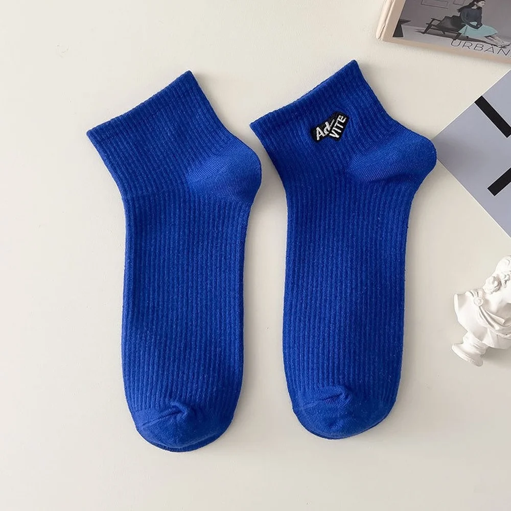 Summer Low Tube Grey Ankle Socks Men Fashion Solid Color Short Socks Spring Autumn Cotton Funny Socks Sports Embroidered Letters