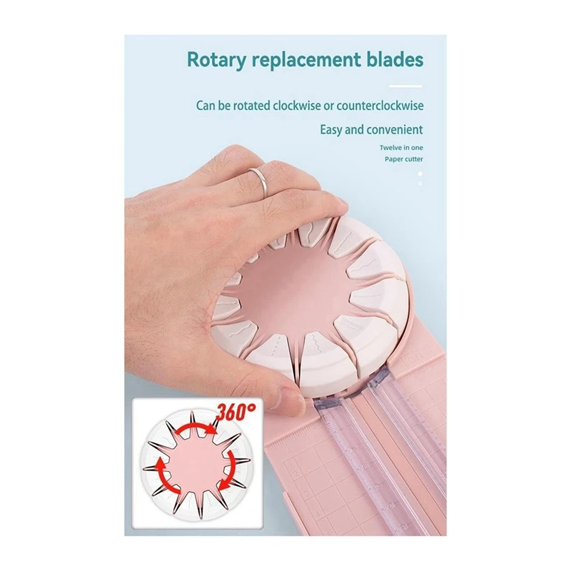12 In 1 Rotary Paper Trimmer, Multi-Functional Cutting Tool With 12 Cutting Blade Heads, Portable Paper Cutter Durable