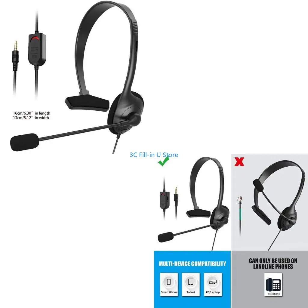G8TA Headset with Microphone Lightweight Call Center Headset for PC/Computer