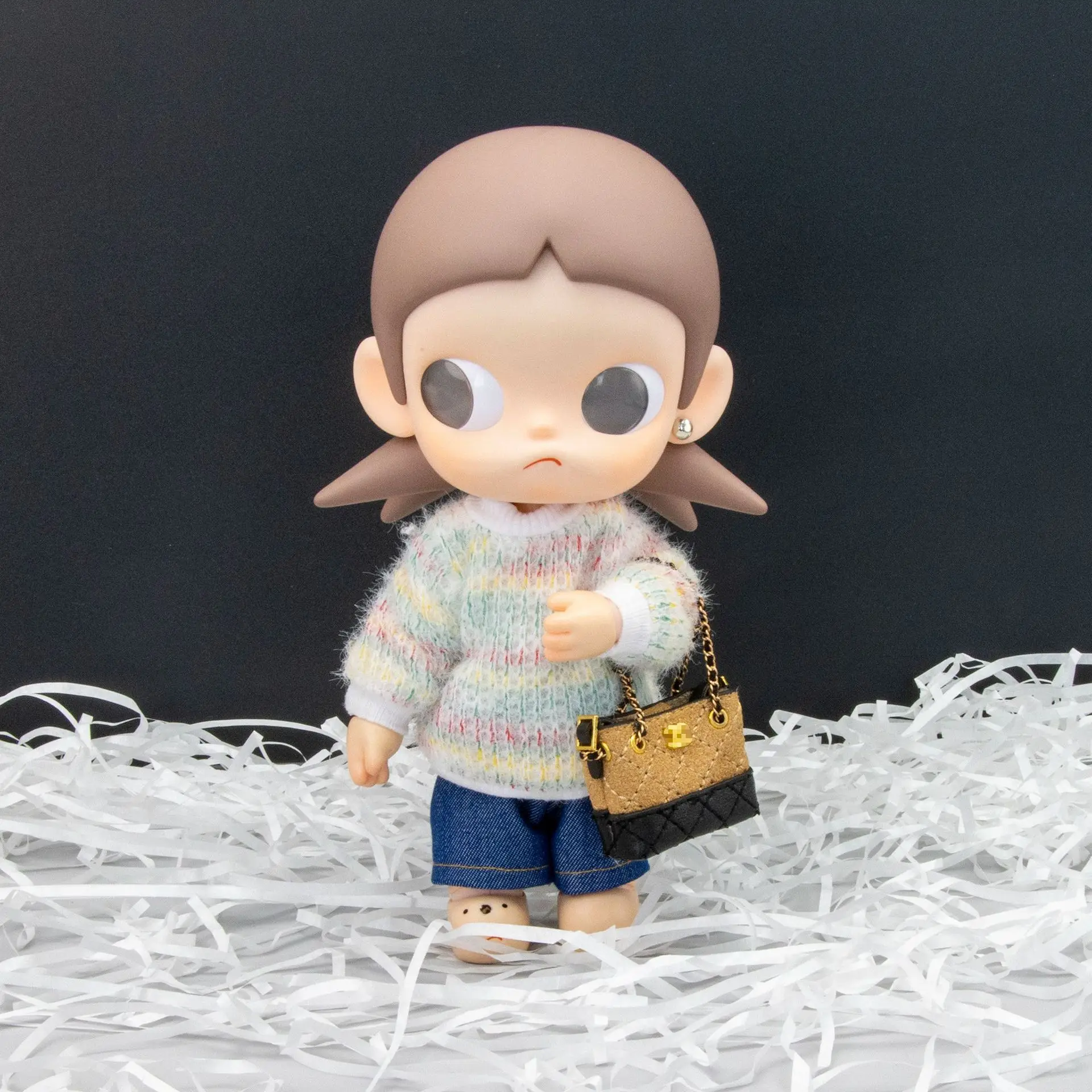 

DIY Mini Luggage Patch Small Bag Pendant Doll Clothing Accessory Brown Tote Bag