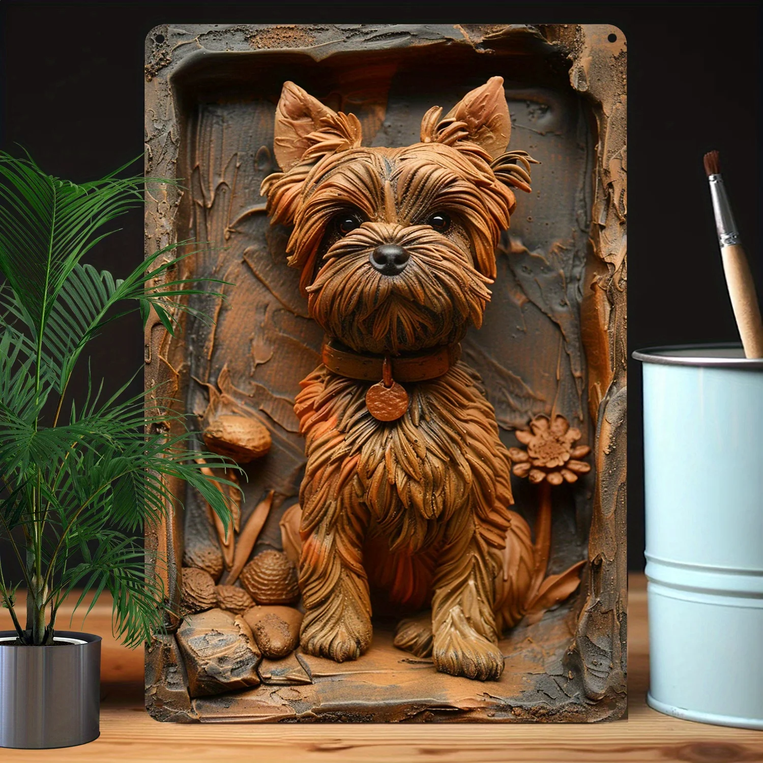 Yorkshire Terrier Artwork with Effect - Durable Metal Wall Decor for Home, Garden, and Bathroom, High Bend Resistance - Gift