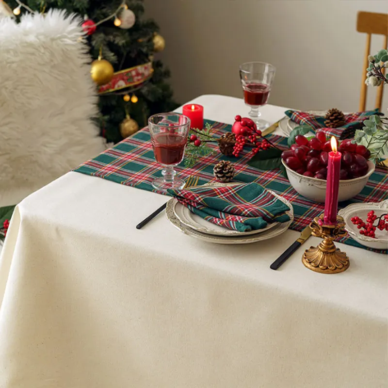 Weihnachten rot und grün Polyester karierte Tischdecke, Esstisch karierte Tischdecke, Bauernhaus Ingwer Schinken Home Dekoration