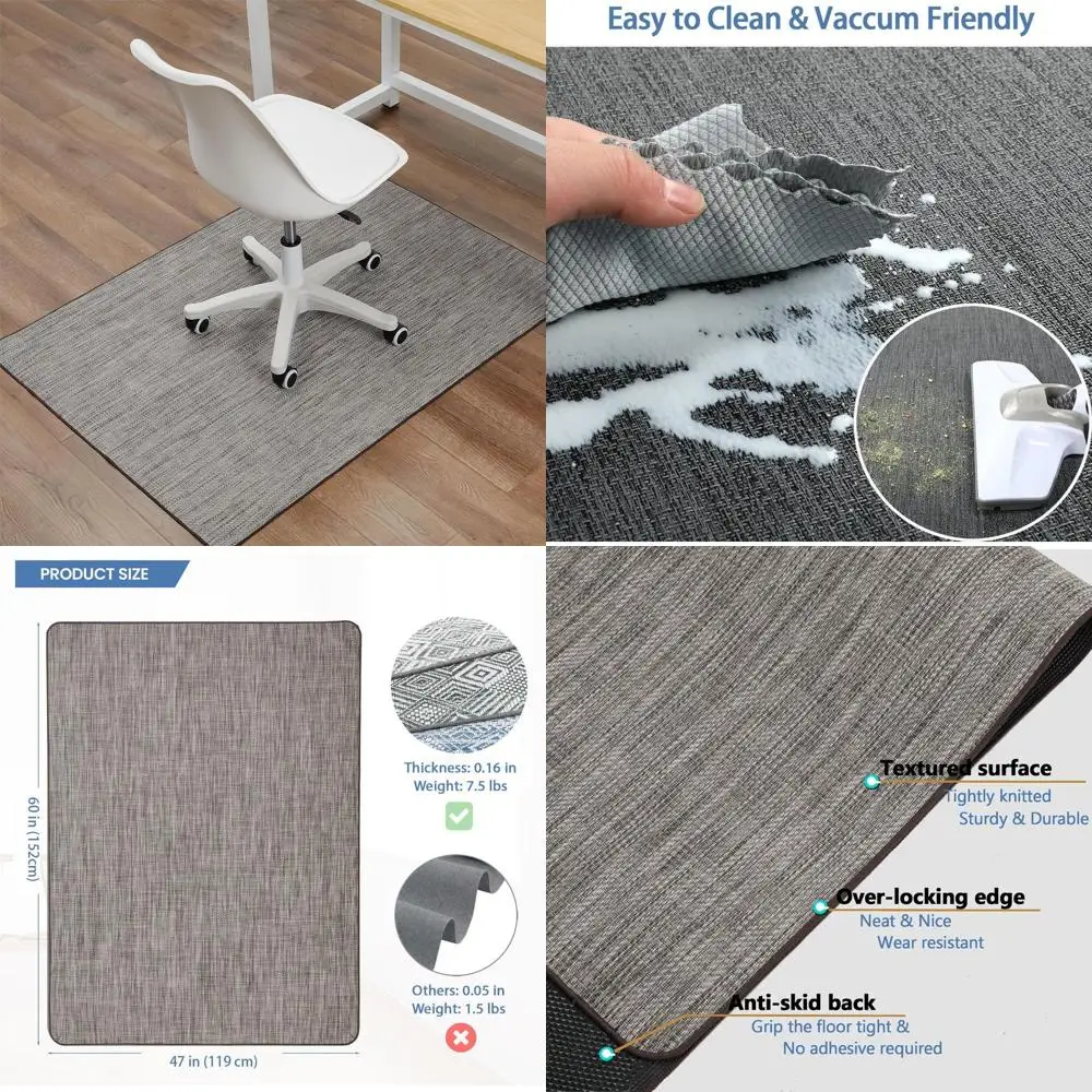 

Heavy-Duty 47x60 Office Chair Mat for Hardwood and Tile Floors, Anti-Slip, Non-Curving, Floor Protection, Gray-Brown