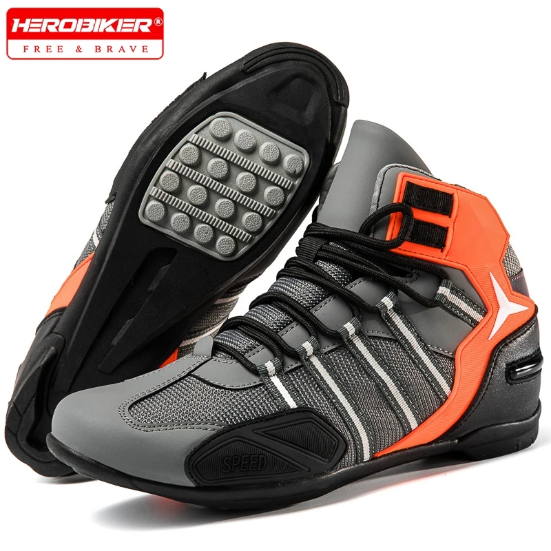 

Motorcycle Boots Riding Leather Ankle Street Shoes Moto Microfiber Motorbike Short Botas Moto Sports Protective Boots