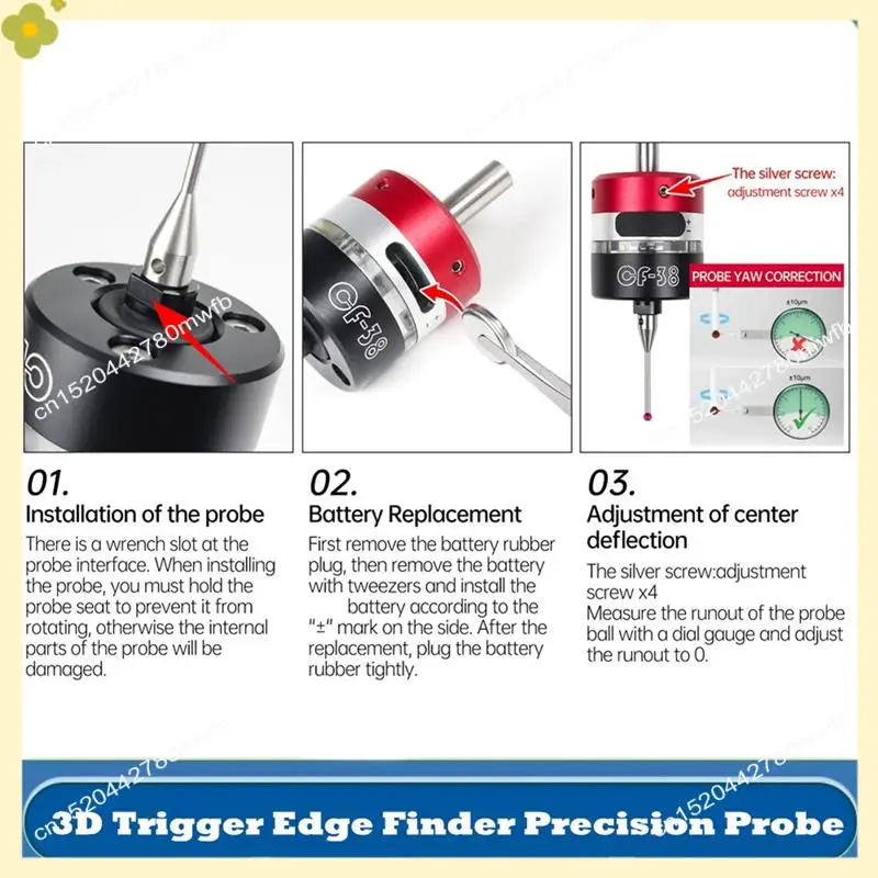 LDHL CNC Anti-Roll 3D Touch Probe Edge Finder To Find The Center Desktop CNC Probe 3D Touch Probe Three-Coordinate CF-38