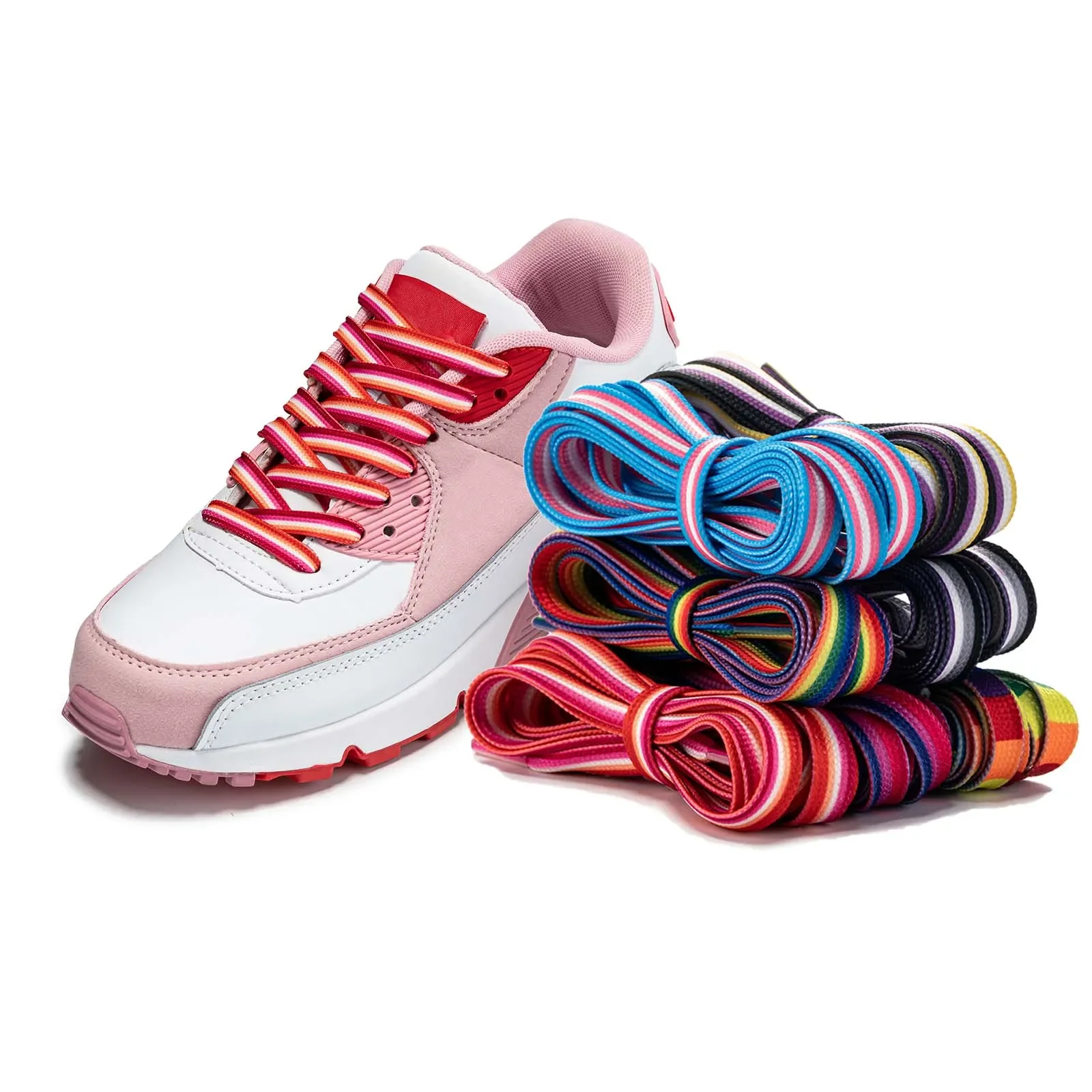 Lacets lumineux arc-en-ciel pour baskets, Lacets lumineux colorés, Longs, LGBTQ, Bisexuel, Lesbienne, Gay, Non binaire, Transgenre, Asexuel