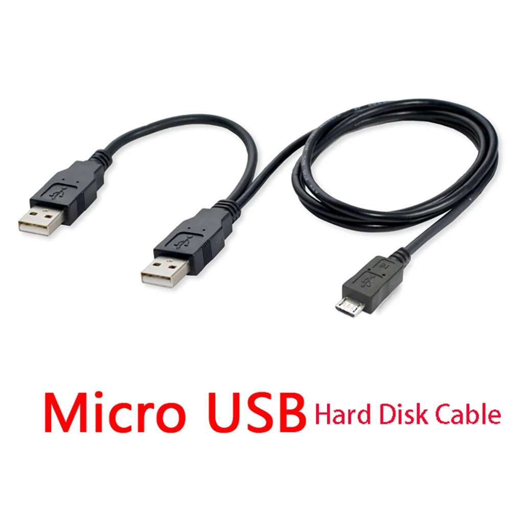 Dual USB + Micro USB Hard Disk Cable Data Transfer Charging Power Supply Cord HDD External Hard Drive Extend Line USB Plug Wire