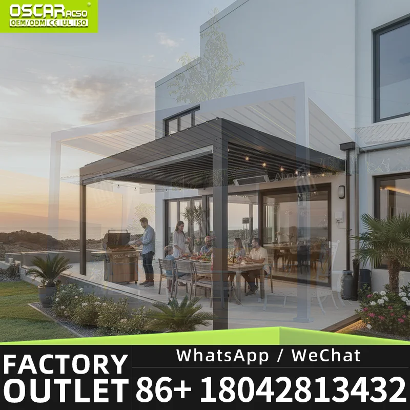 Motorized Waterproof Outdoor Aluminium Louvre Roof Patio Pergola System for Garden Backyard Balcony pergola