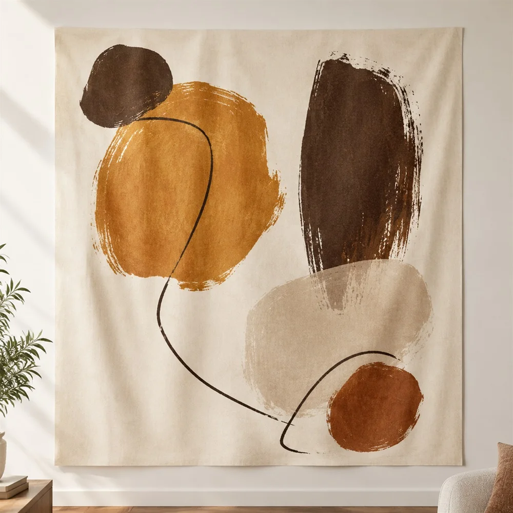 VIKAMA Brush Stroke Abstract Clustered Groups Tapestry Wall Hanging, Modern Wall Decor Tapestries for Living Room Bedroom