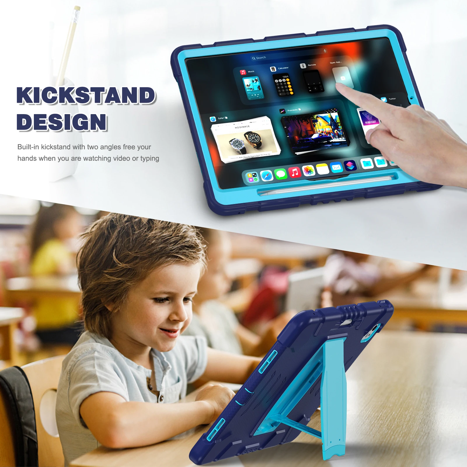 Anti-Slip Kickstand Case Universal For iPad Pro 13 2025 M5 2024 M4 A3360 A3361 A3362 A2926 A2925 A3007 Built-in Heavy Duty Cover