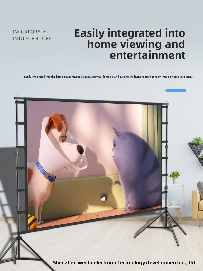 Outdoor Projector Double Bracket Projection Curtain 120 Inch 16:9 Fast Fold Mobile Portable HD Milk Silk Movie Projector Screens