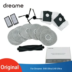 Original Dreame Bot X40 Ultra/L40 Ultra Robot Vacuum Cleaner Spare Accessory Parts Kit Rubber Main / Side Brush, Filter, Mop Rag