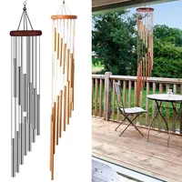 12 Tubes Wind Chimes Aluminum Tube + Pine  Metal Pipe Wind Chimes Bells Good Luck Decorations Home Bell Pendant Decor Wind Chime