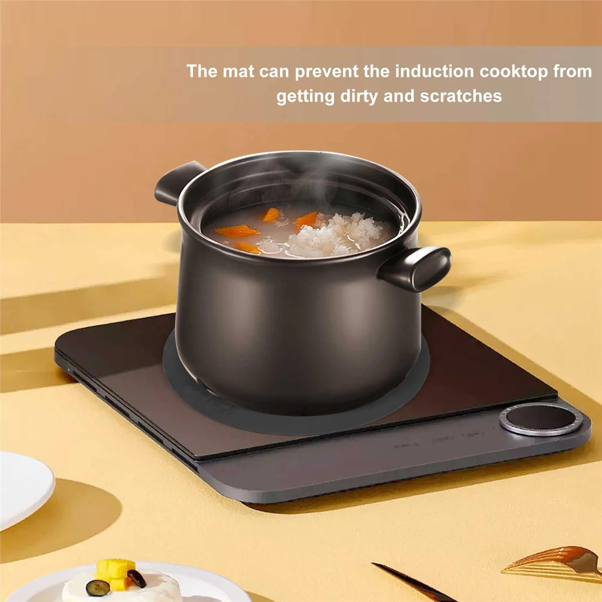 전기 유도 호브 보호대 매트, 미끄럼 방지 매트, 실리콘 패드 스크래치 보호대 커버, 단열 매트, 블랙, 5 팩