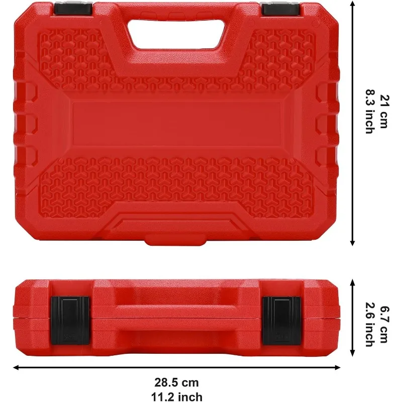 Set di bussole a percussione Master da 1/4 pollici da 50 pezzi, metriche/SAE, profonde/poco profonde, 6 punti, CR-V, 5/32 pollici-9/16 pollici, 4mm - 15mm