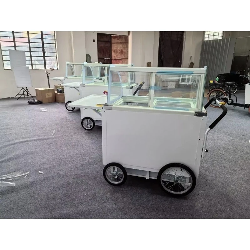 New craft ice cream trolleybus street mobile business kiosk small ice cream truck with stainless steel basin