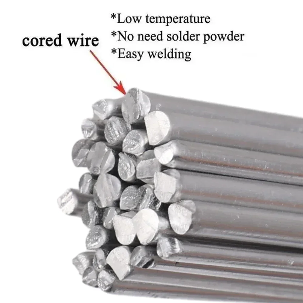 50/10Pcs Low Temperature Easy Melt Aluminum Universal Silver Welding Rod Cored Wire Rod Solder No Need Solder Powder Weld Bar