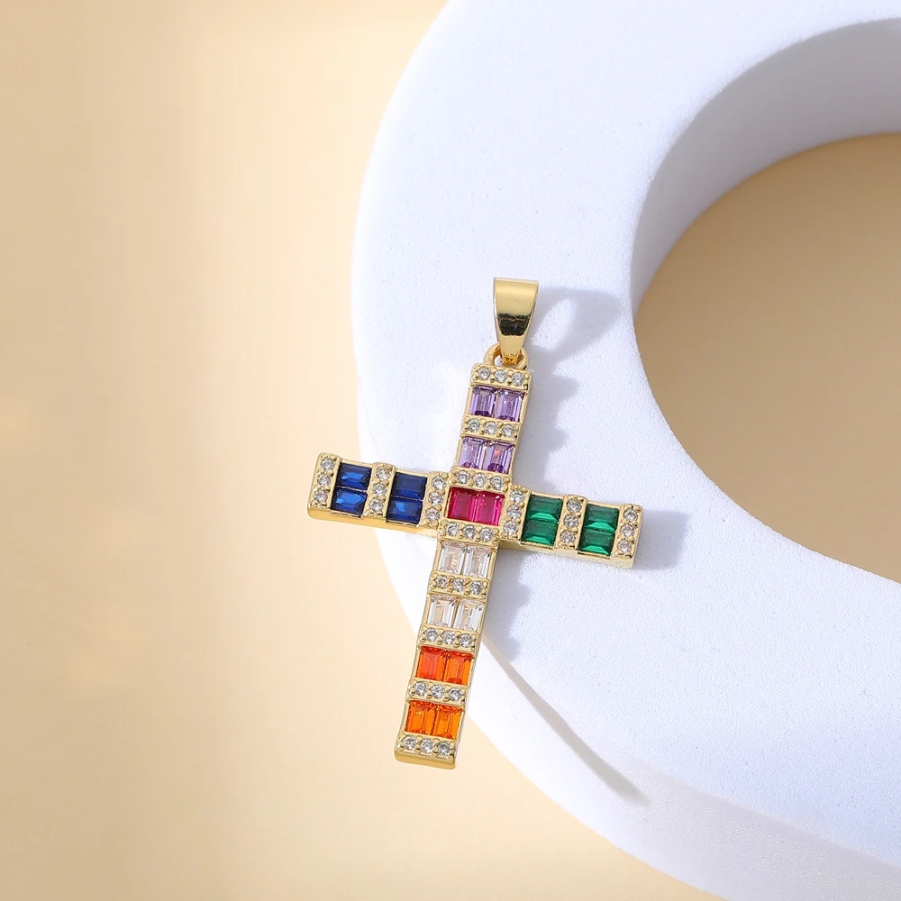 Juya 18K Real Gold Plated Creative Christian Cross Charms For Handmade Talisman Prayer Religious Pendant Jewelry Making