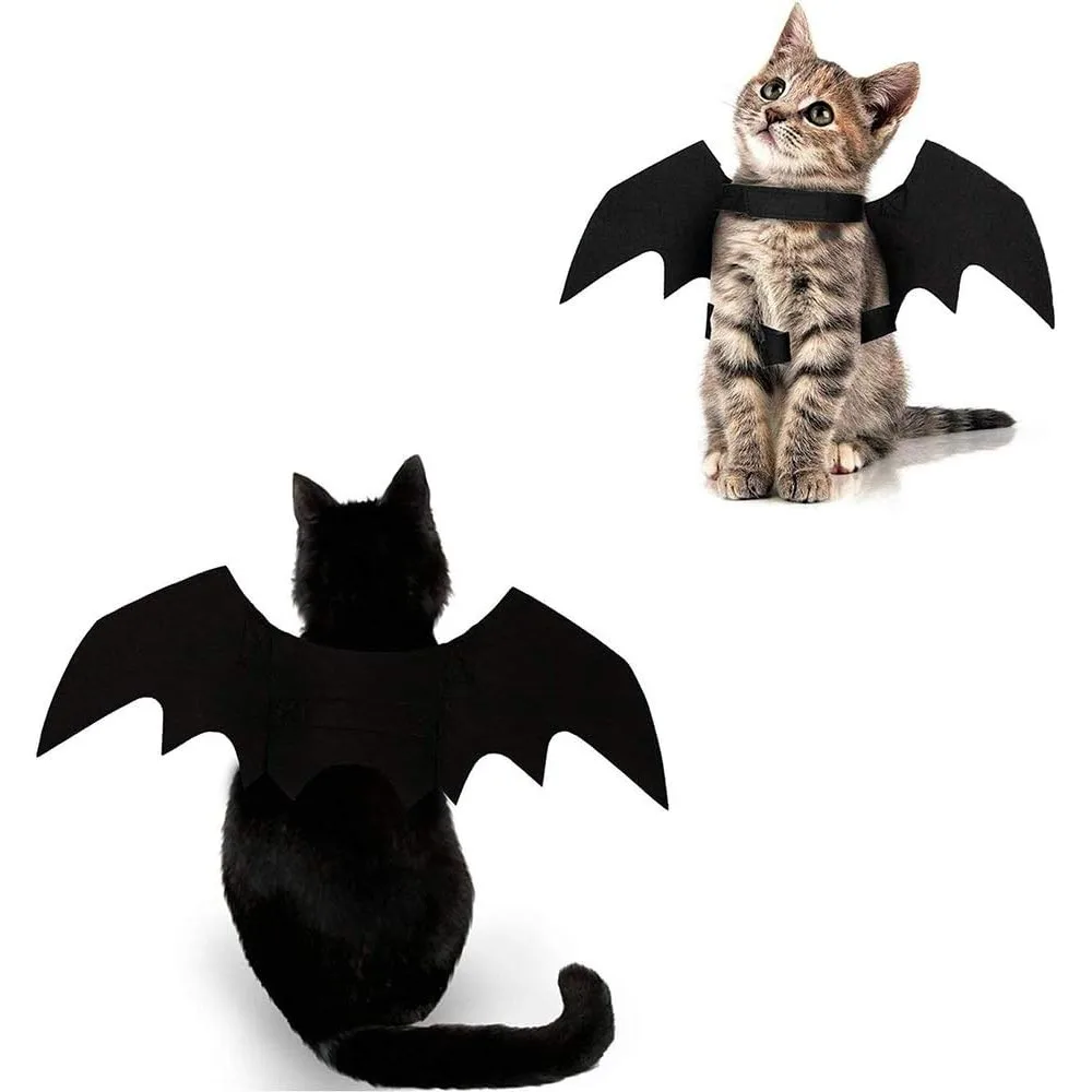1 paquete de disfraz de gato, disfraz de Halloween, alas de murciélago, disfraz para mascotas, accesorios de vestir para fiesta de Halloween para gatos, perros pequeños, cachorros