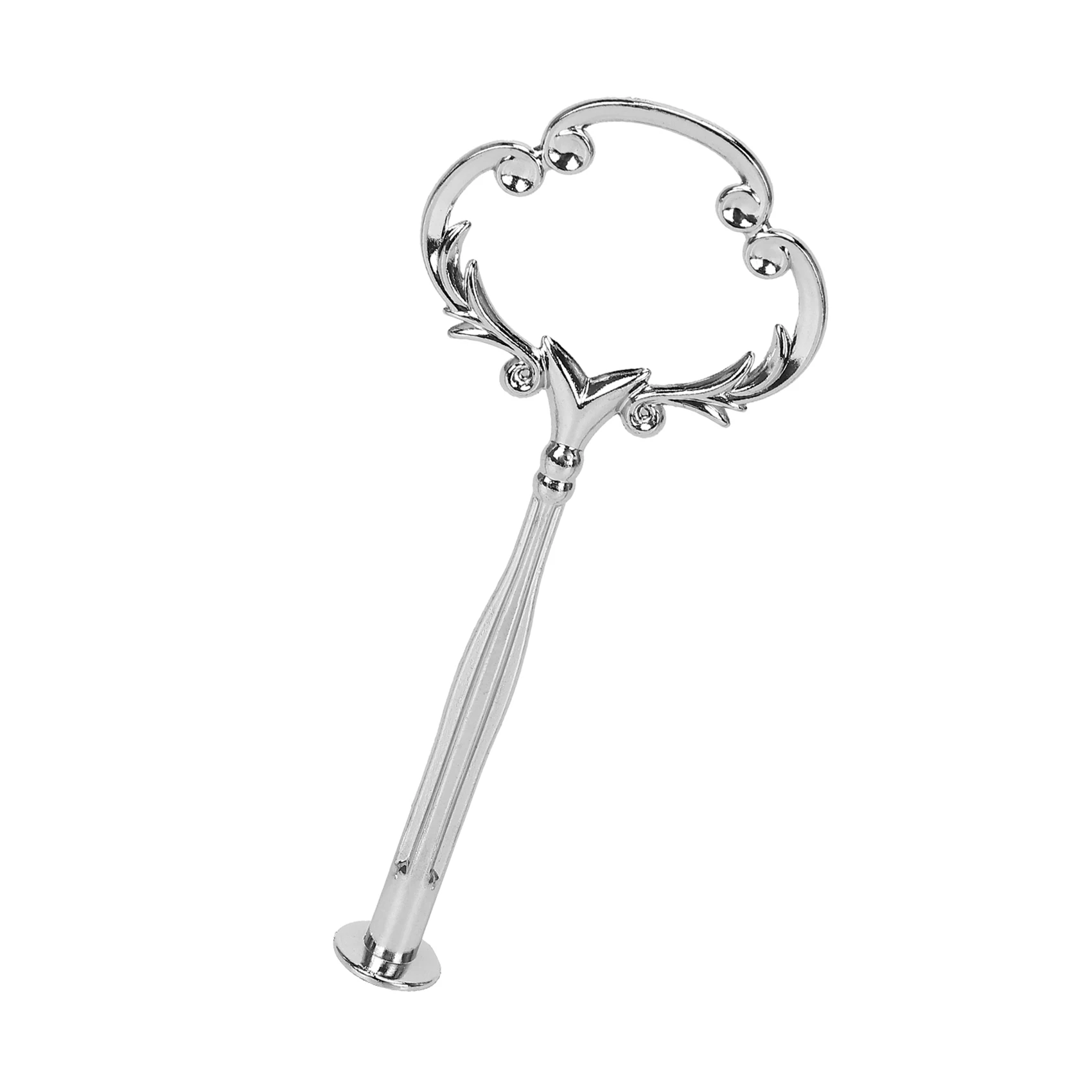 

AB42-2 3 Tier Cake Plate Stand Heavy Metal Center Handle Fitting Hardware Rod Shape:Ornate Victoriana Color:Silver 2 Sets