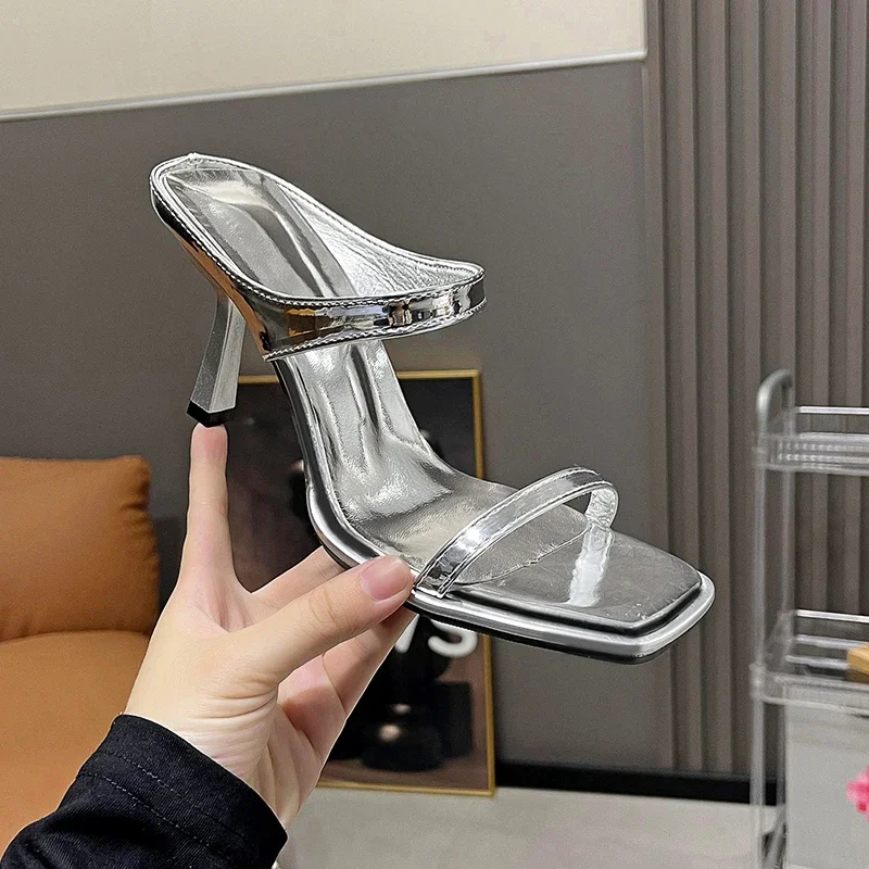 

Women Fashion Sandals Square Heel One Kick Side Cutout Luxury Sandals Women Designers Sexy Open Toes Leisure Sandalias De Mujer