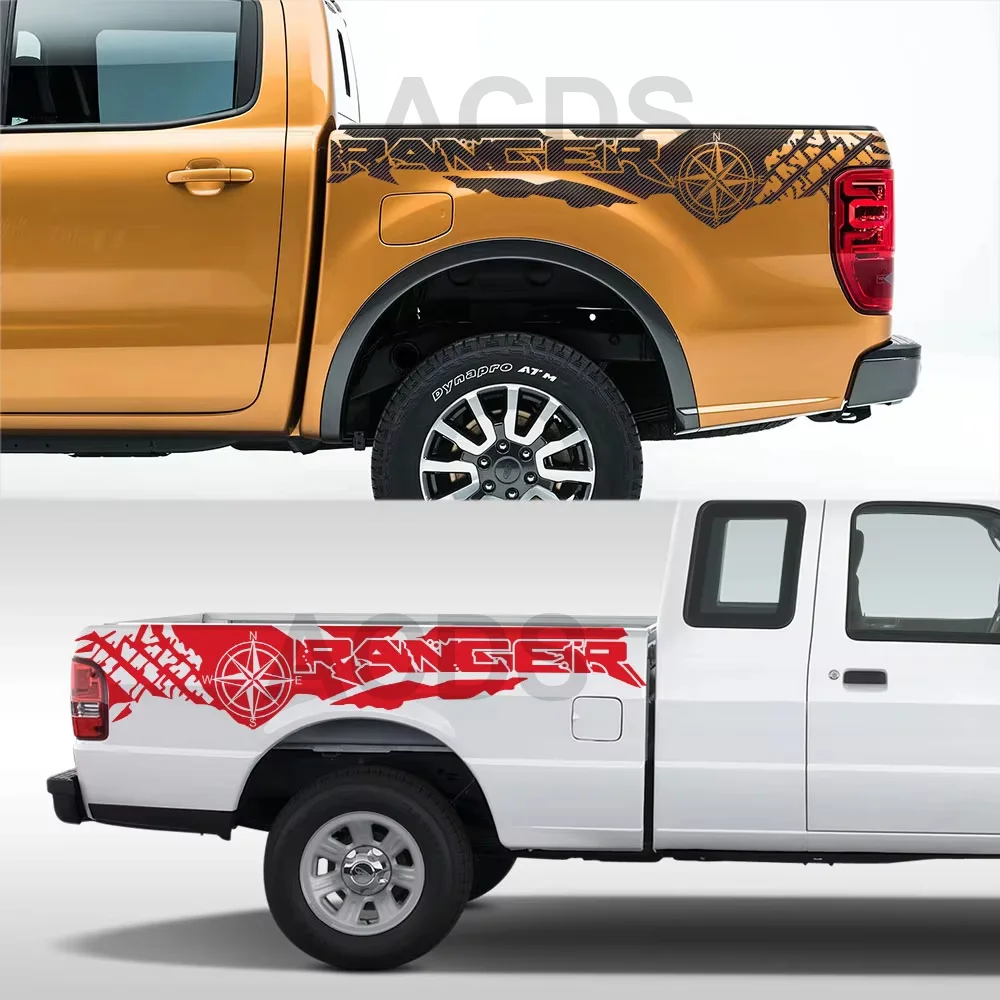 

for Ford Ranger T6 T9 2015~2024 Raptor Pickup Accessories Car Stickers Tire Print Compass Off Road Car Tail Vinyl Graphics Decal