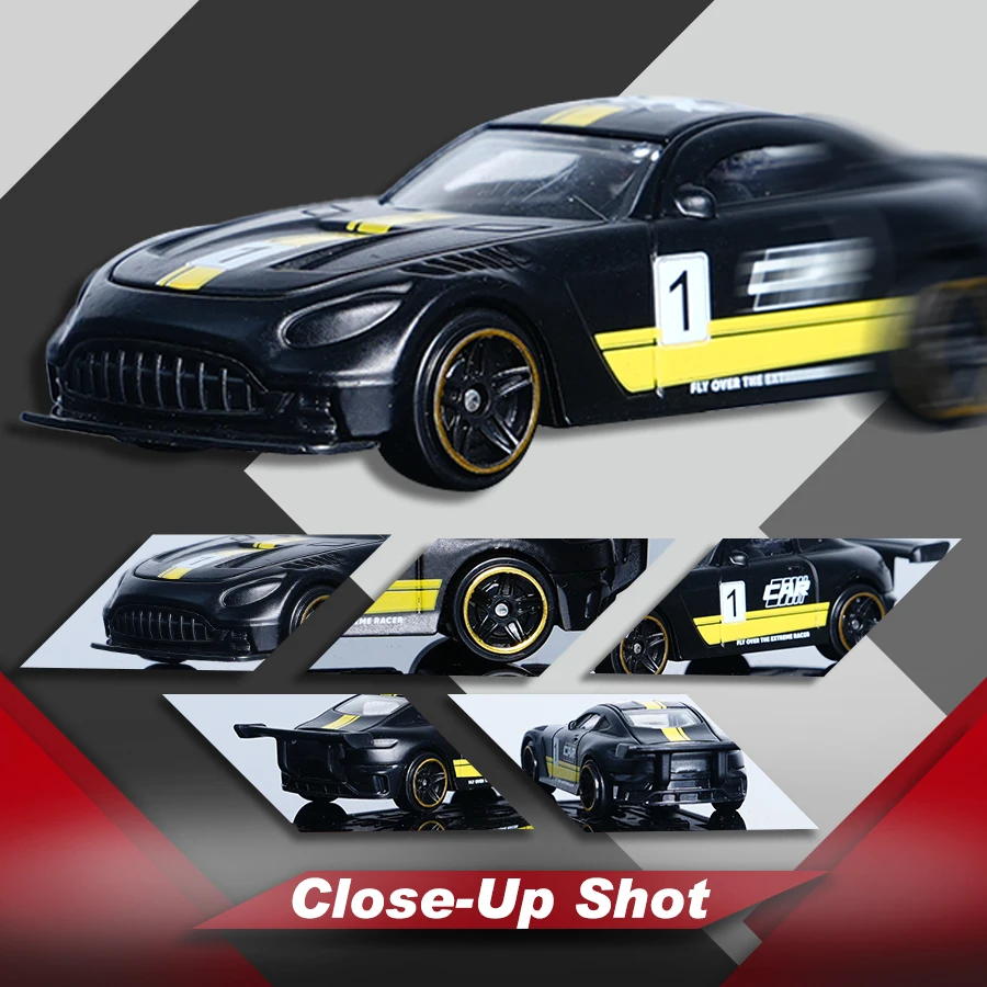 نموذج سيارة سباق مصنوع من خليط معدني باللونين الأسود والأصفر 1:64، هدية للأولاد، حجم صغير لسهولة التعامل مع سطح المكتب، ديكور المنزل، عرض المجموعة #4