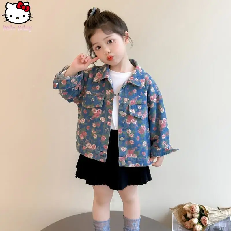 

Anime Cartoon Girls' Denim Jacket Children's Spring Autumn New Fashion Casual Tops Kawaii Sweet Comfortable Soft Denim Jacket