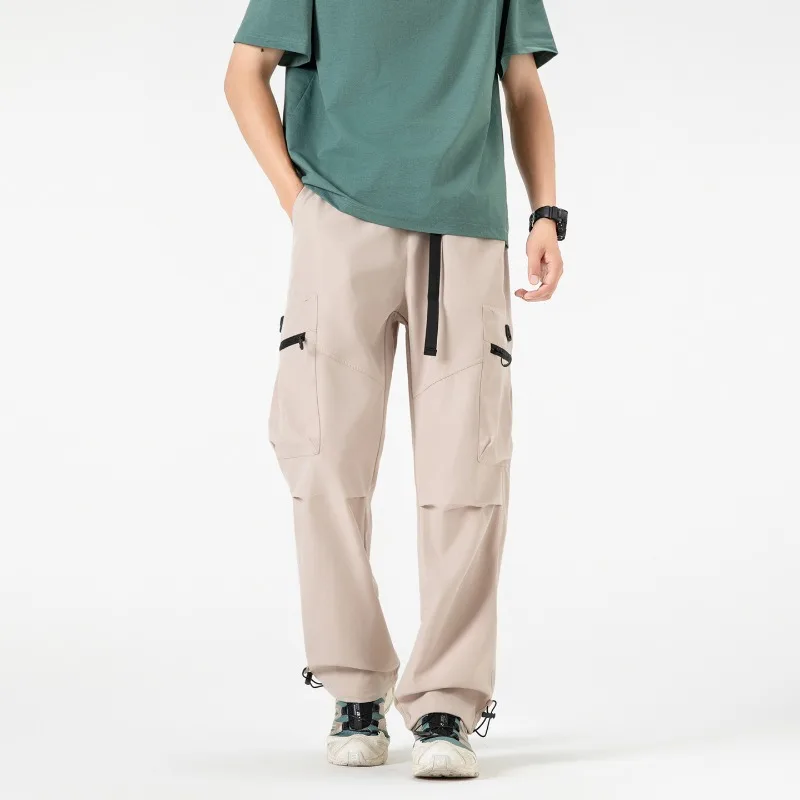 Men-Loose-Wide-Leg-Cargo-Pants-Drawstring-Waist-Adjustable-Hem-Multi-Zipper-Pockets-Streetwear-Casual-Outdoor-Tactical-Trousers