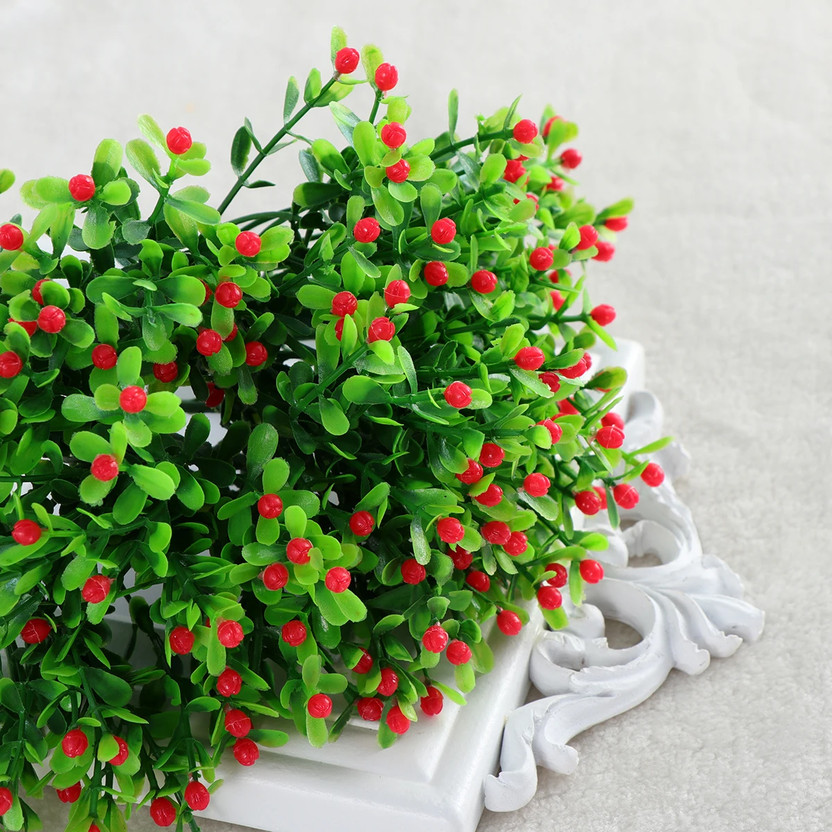 

10 Pcs Artificial Fake Flower Faux Plastic Grass Flowers Simulation Plants Greenery for Indoor and Outside Wedding Office(Pink)