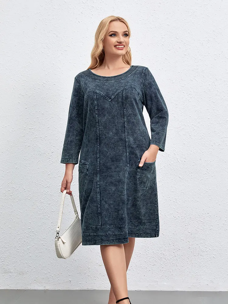 Robe en jean décontractée grande taille pour femmes, coupe ample, Mini robe, plusieurs couleurs disponibles