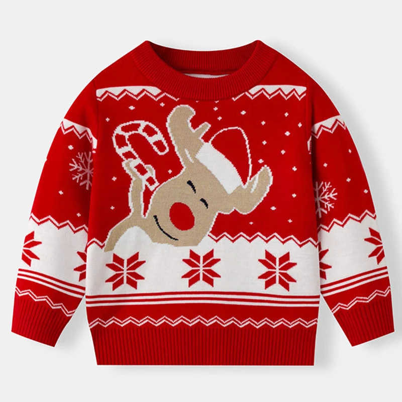 2025 عيد ميلاد سعيد لطيف نمط عيد الميلاد الاطفال ديناصور سترة بلوفر مغزول السنة الجديدة طفل سترة عادية فتاة الصبي سترة