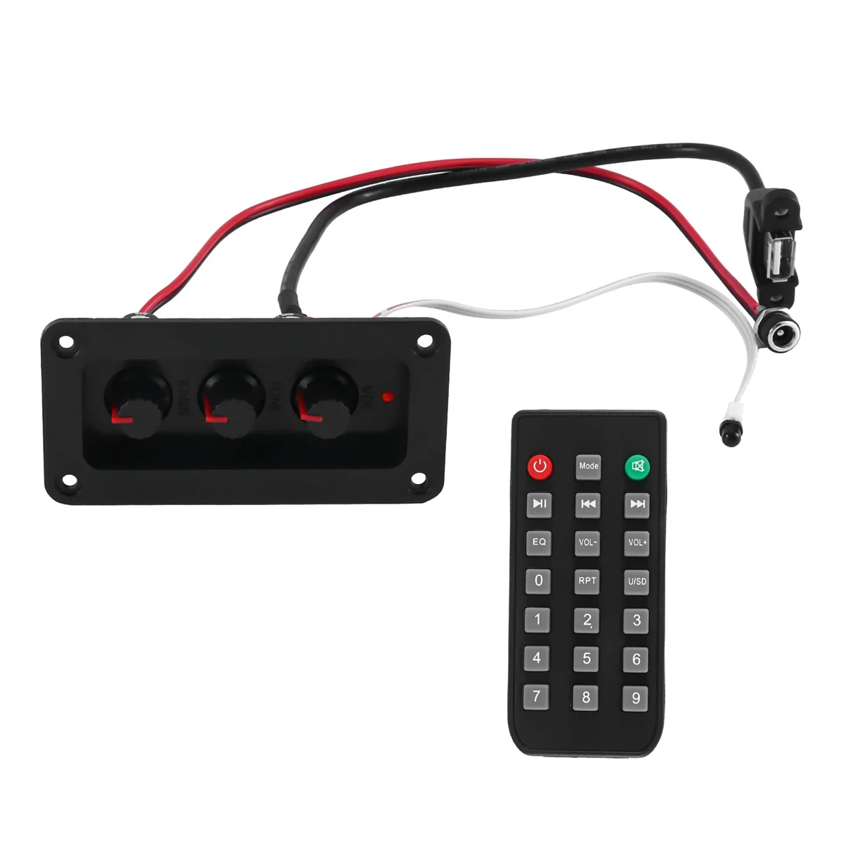 2x25w + 50w 2.1 canais bluetooth 5.0 subwoofer classe d kit placa amplificador de áudio com dc fêmea + cabo usb + controle remotoabgi