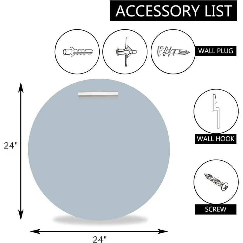 24" frameloze afgeschuinde ronde spiegel met 1" rand voor badkamer, entrees, ijdelheid wanddecoratie