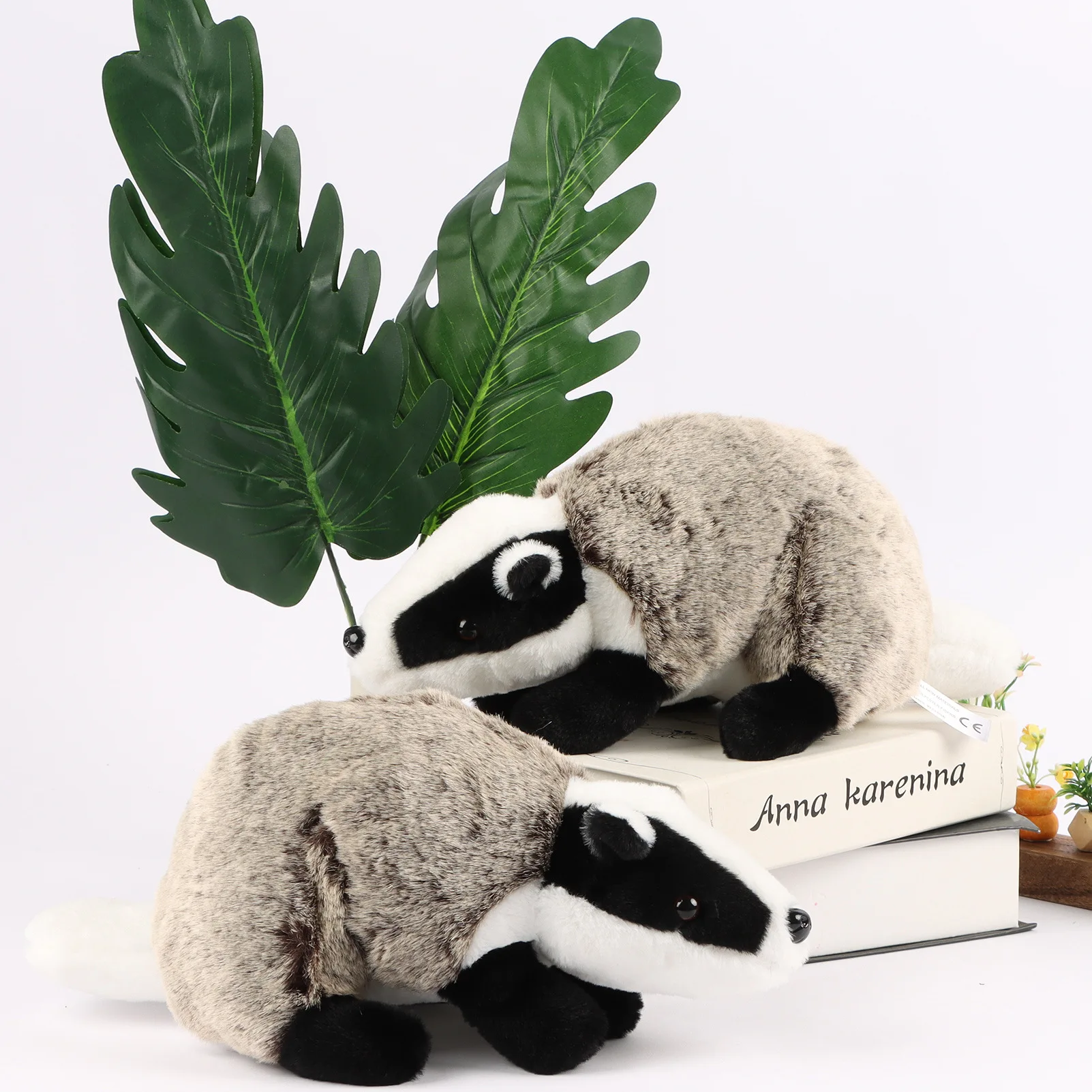 33cm Gray and white slumping badger Plush Toys Stuffed Animals Cute Simulated Badger Plush Doll Toys for Children Birthday Gifts