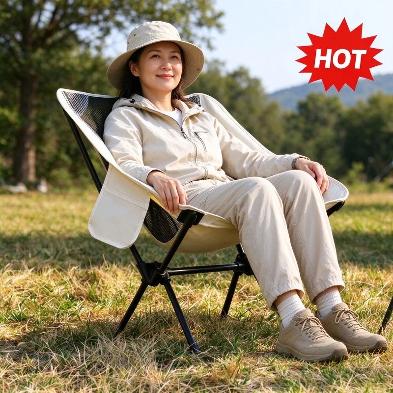 Portable Foldable Camping Chair Compact Design with Storage Bag for Beach Fishing Picnic Outdoor Activities