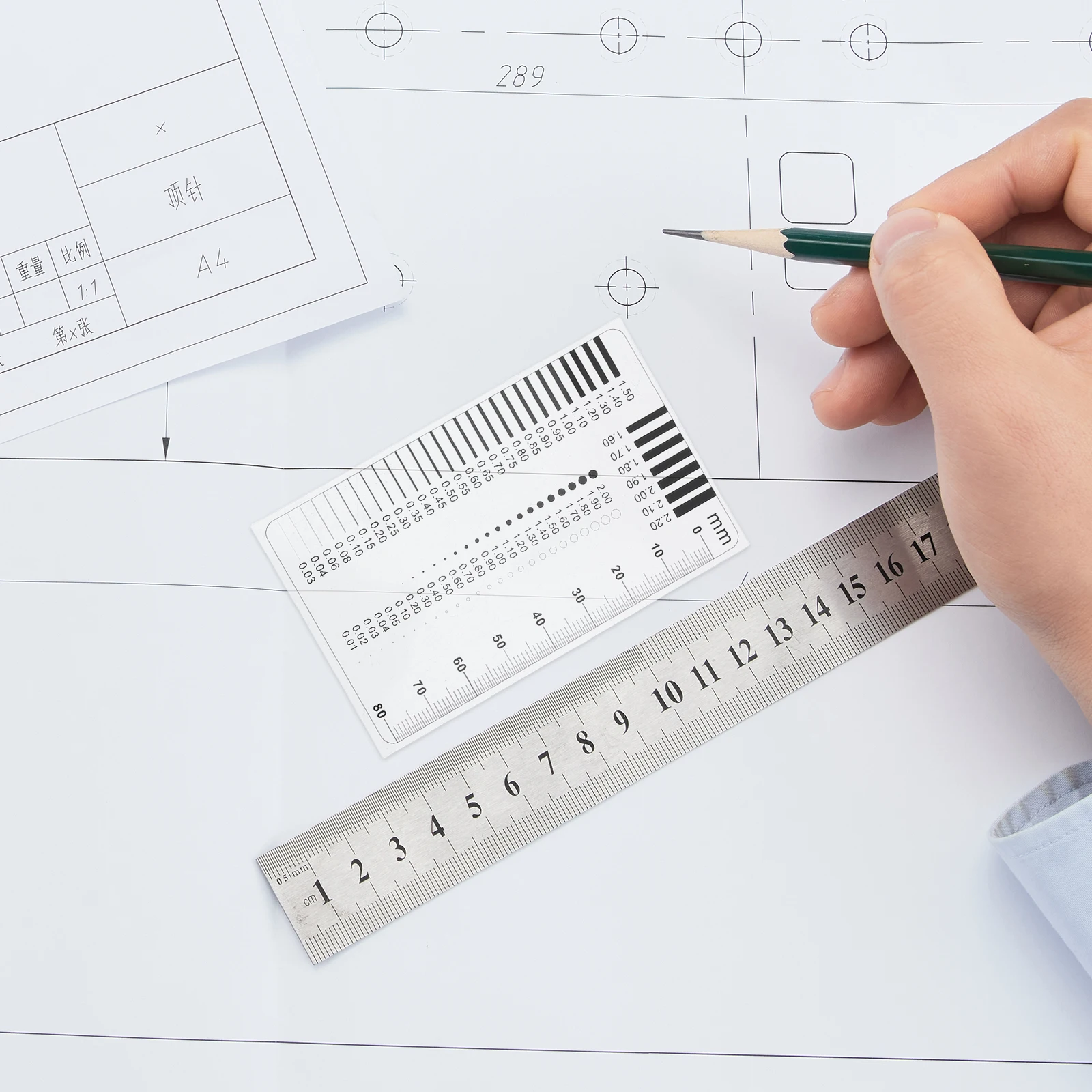 

High-Precision Transparent Measurement Ruler Clear Plastic Spot Inspection Crack Scratch Measuring Tool for Quality Control