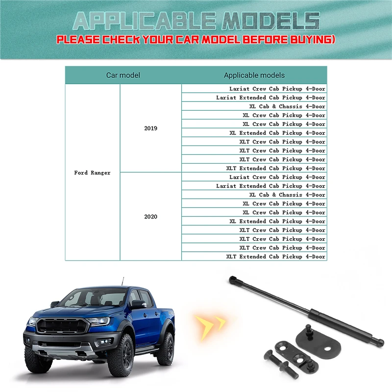 Universal For Ford Ranger 2019 2020 Black Steel Tailgate Spring Supported Shock Absorber Damper DZ43206 Car Styling Accessories