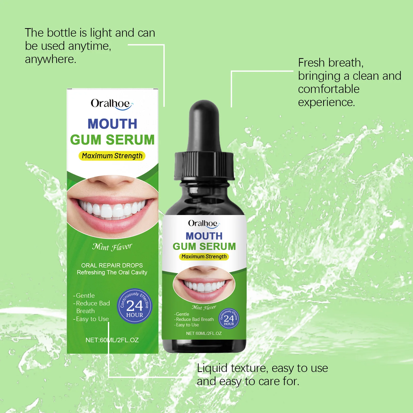 ORALHOE Oral Freshener Drops Removing Bad Breath Relieve Dryness Hydration Eliminate Odors Gingiva Protection Oral Nourish Drops