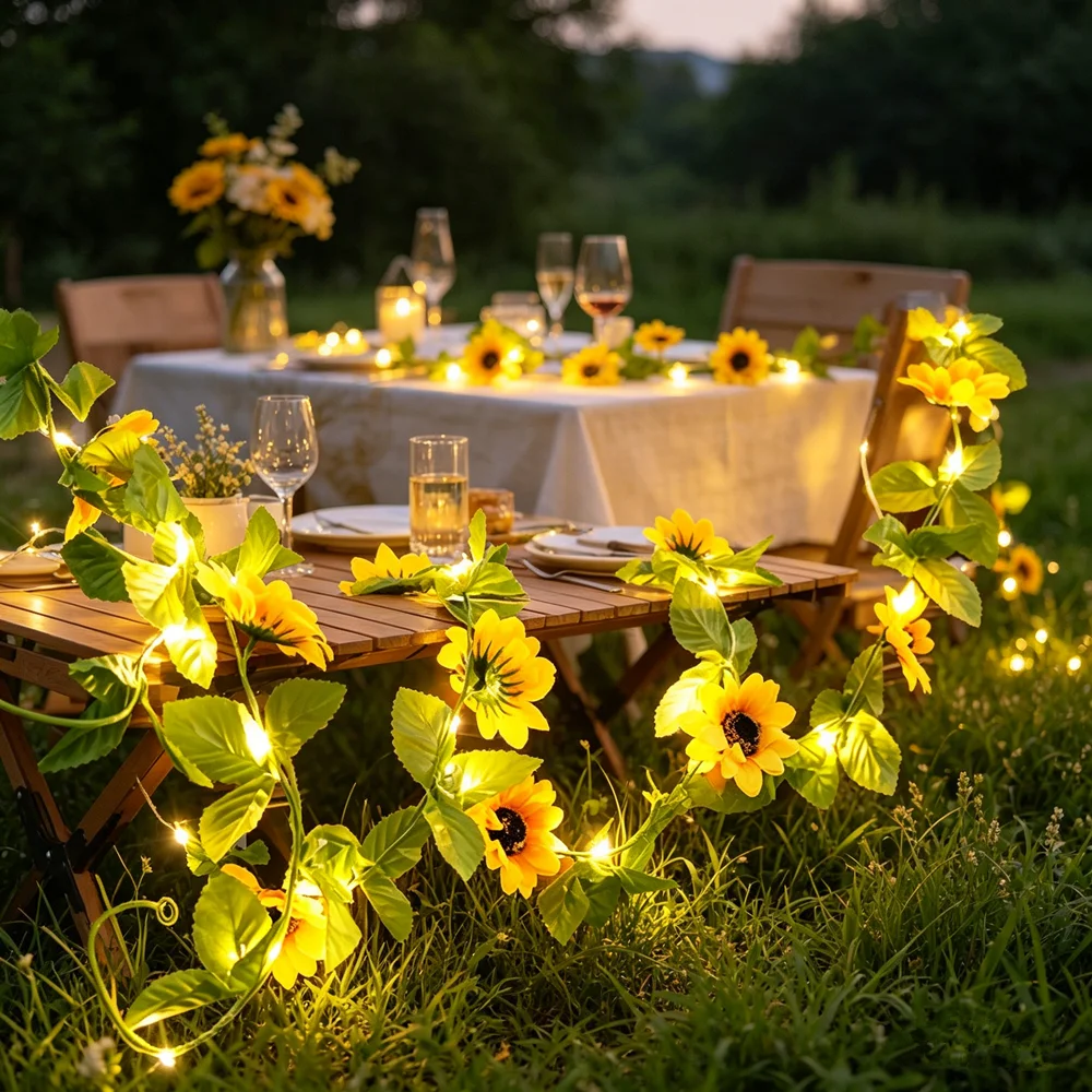 

Battery Outdoor Garden LED Wedding Party Fairy Holiday Lighting Decor Artificial Green Rattan Leaf Light String for Room Home